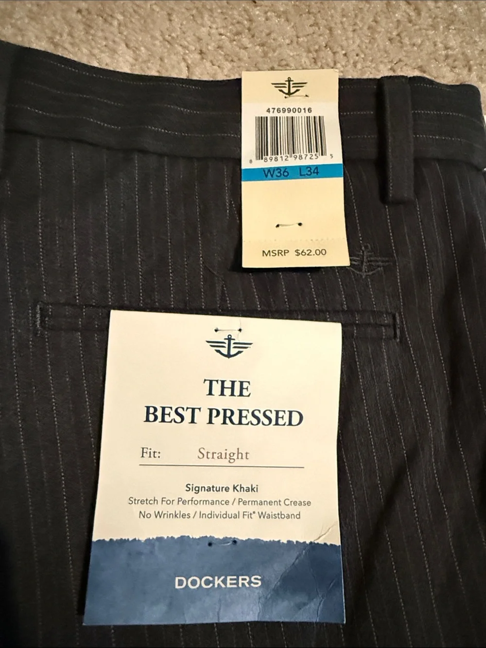 Dockers Straight Fit Dark Gray Pinstripe Pants